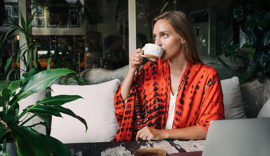 Beautiful woman drinking tea