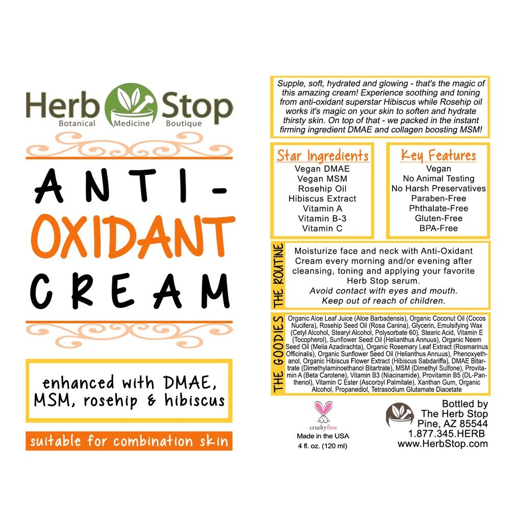 Anti-Oxidant Cream Label