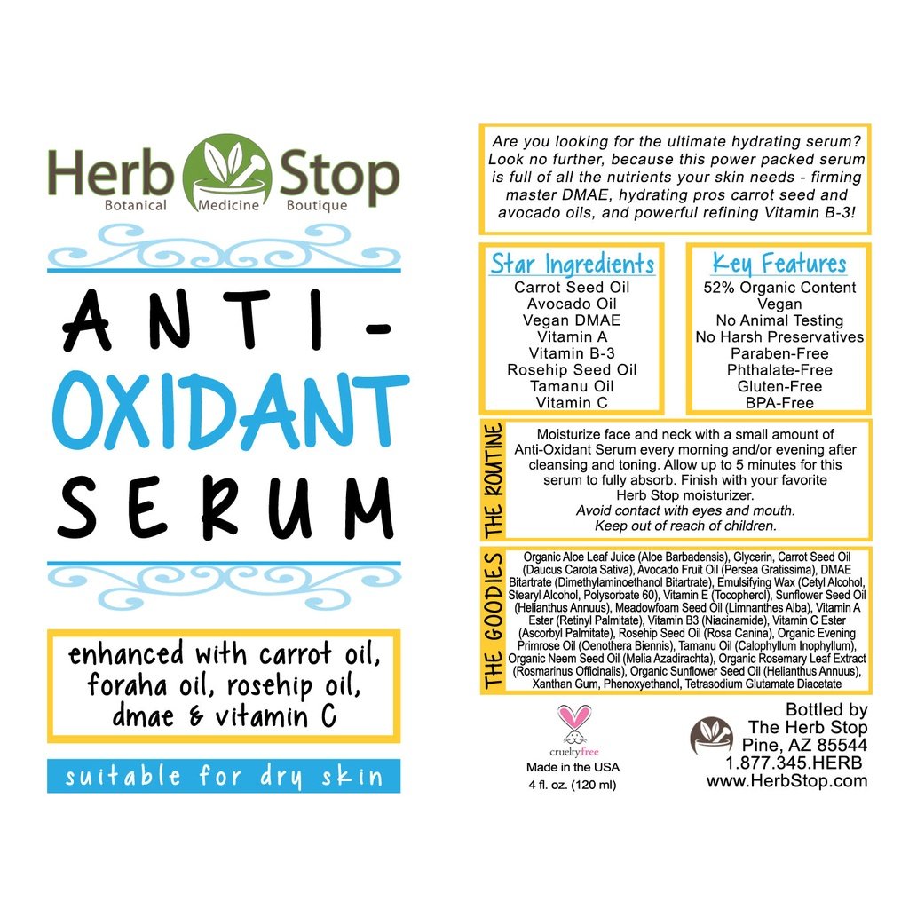 Anti-Oxidant Serum Label