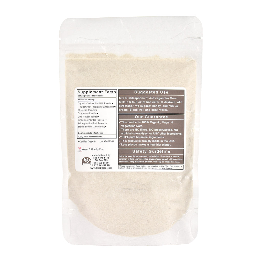 Organic Ashwagandha Moon Milk Drink Powder Bag - Back