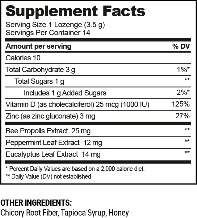 Beekeeper's Naturals Lozenges Peppermint Eucalyptus Label