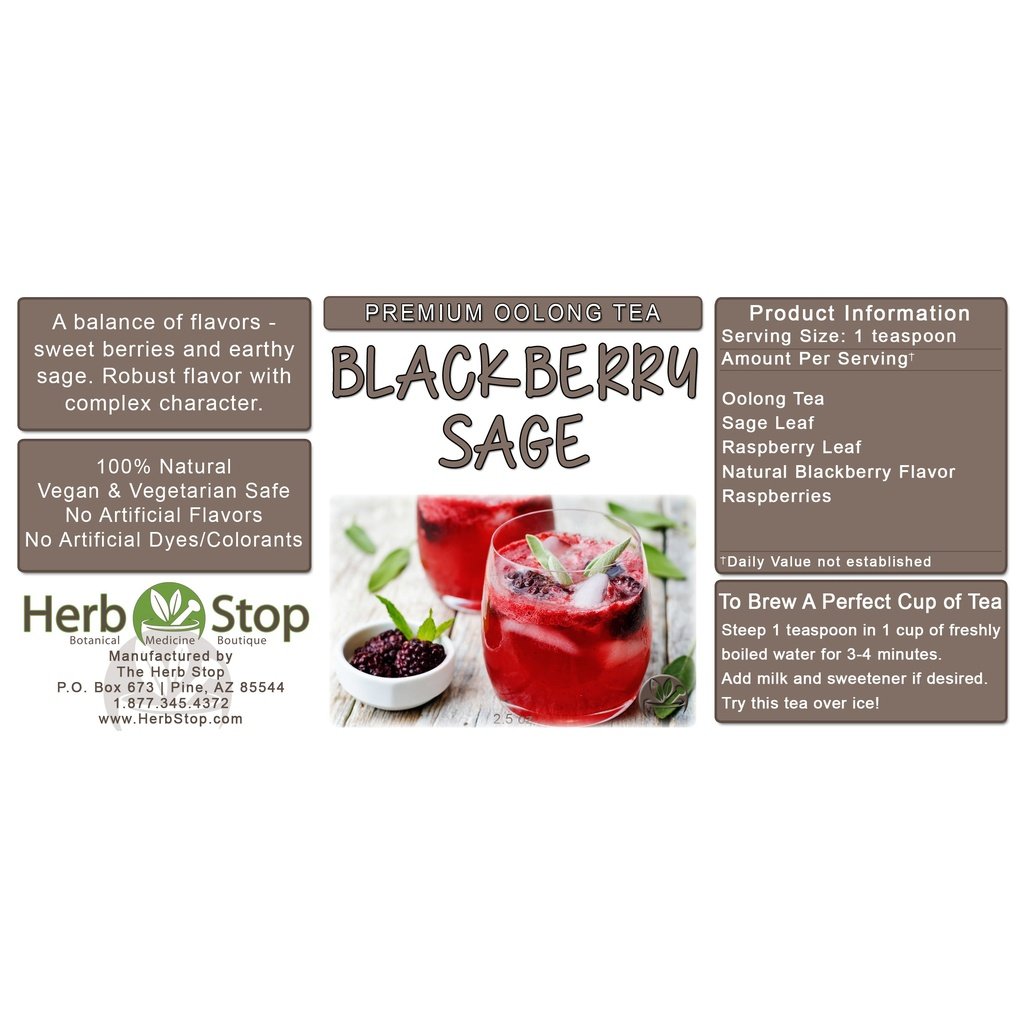 Blackberry Sage Loose Leaf Oolong Tea Label