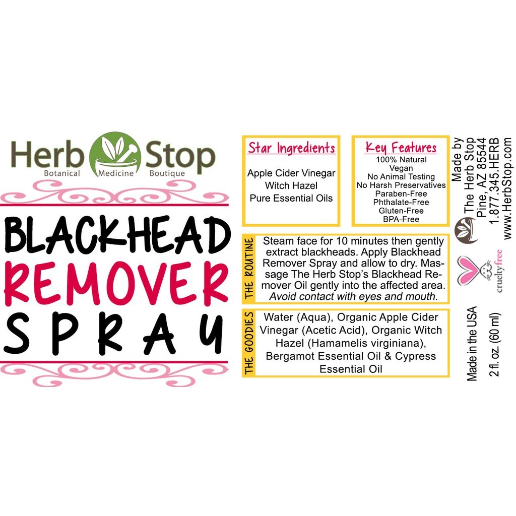 Blackhead Remover Spray Label