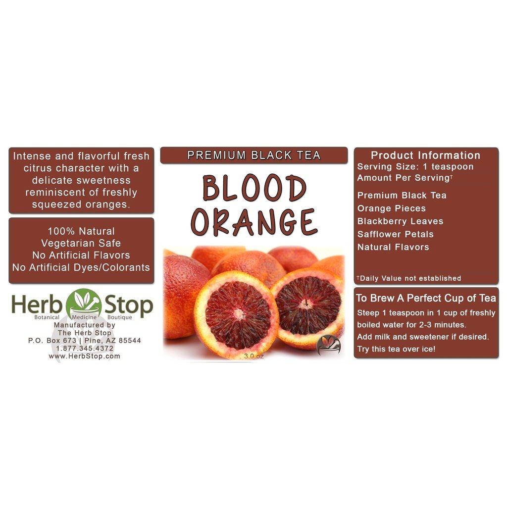 Blood Orange Loose Leaf Black Tea Label