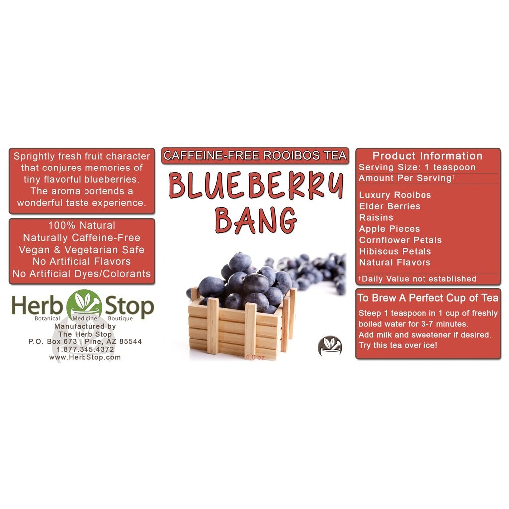 Blueberry Bang Loose Leaf Rooibos Tea Label