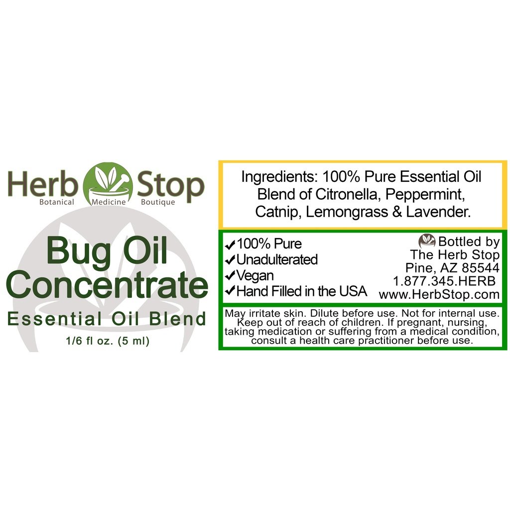 Bug Oil Concentrate Essential Oil Label