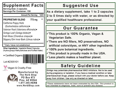 Calm Eaz Capsules Label - Back