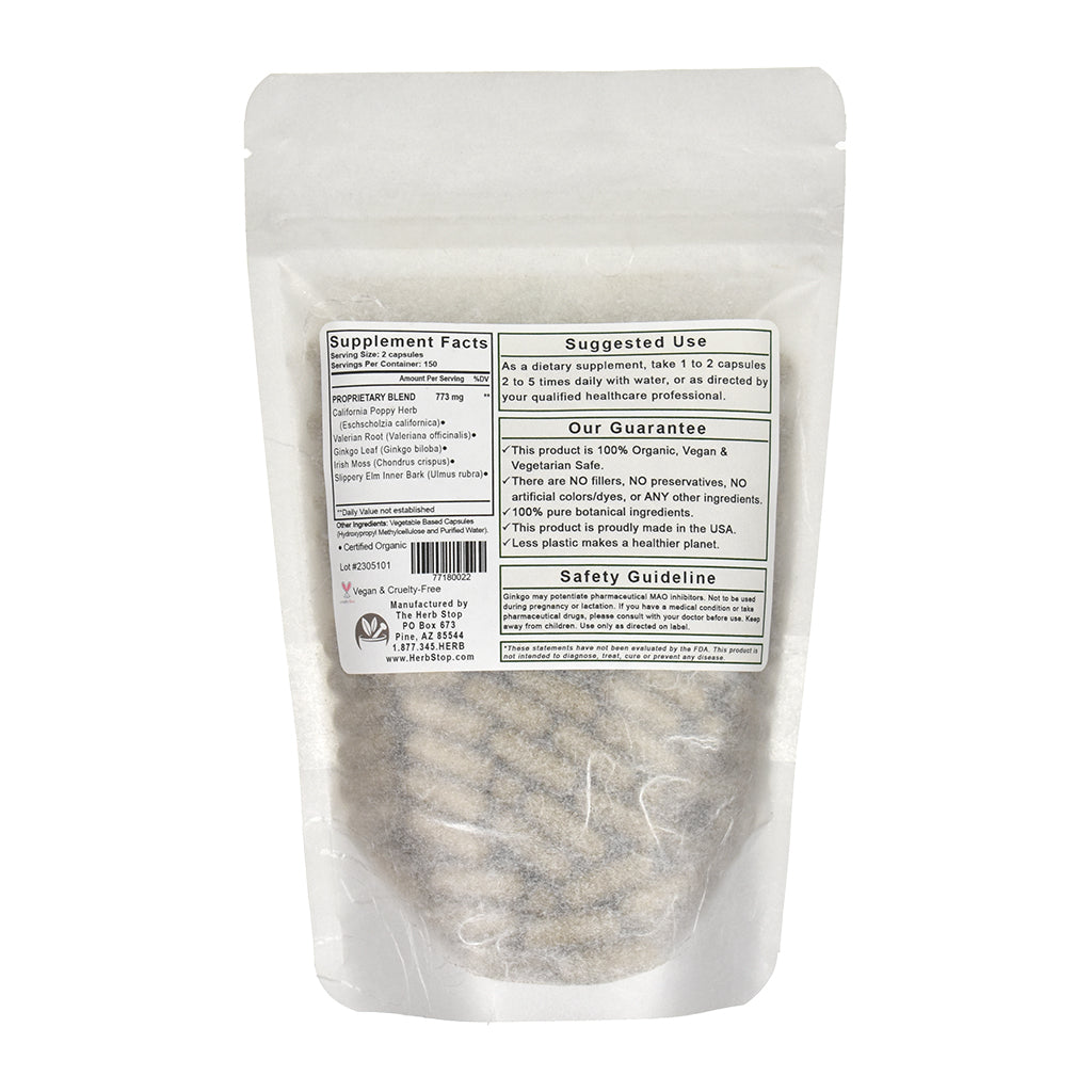 Organic Calm-Eaz Capsules Bulk Bag - Back