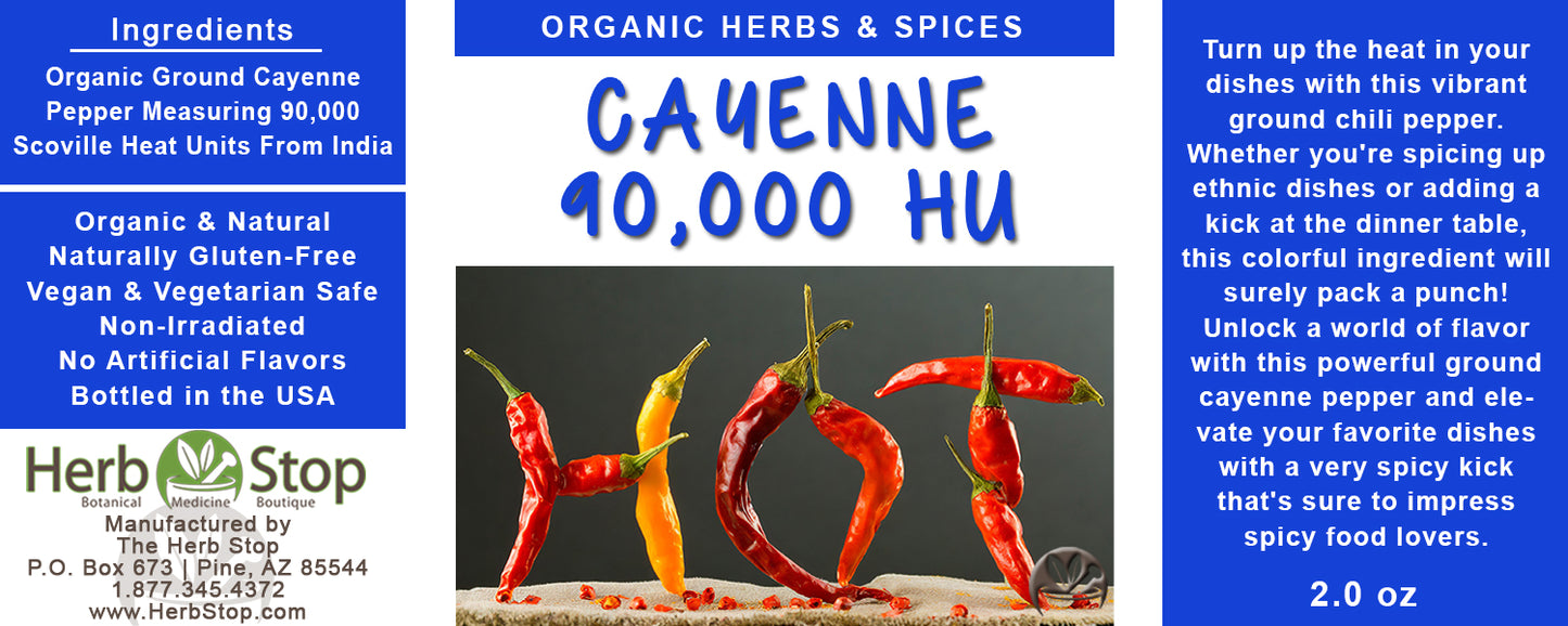 Organic Cayenne 90,000 HU Label