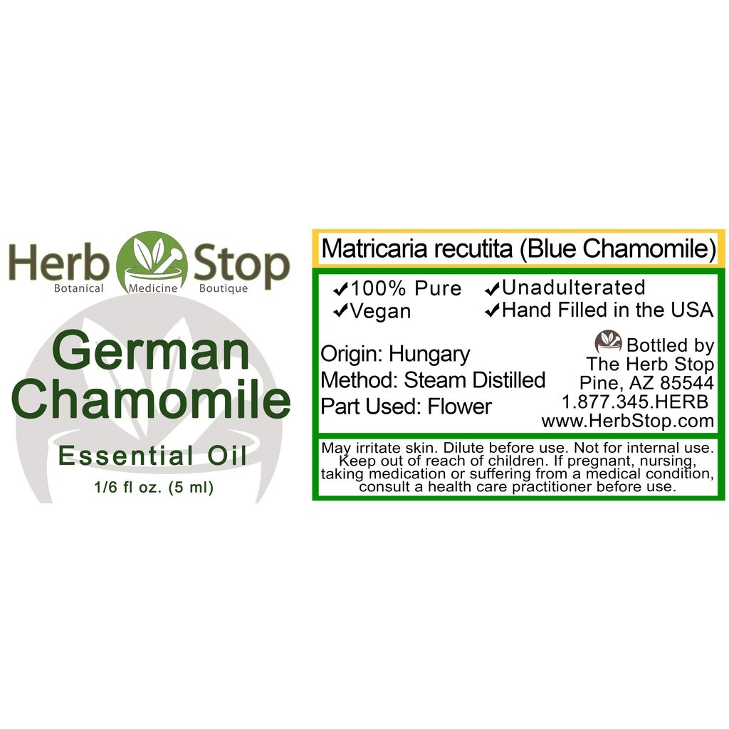 German Chamomile Essential Oil Label