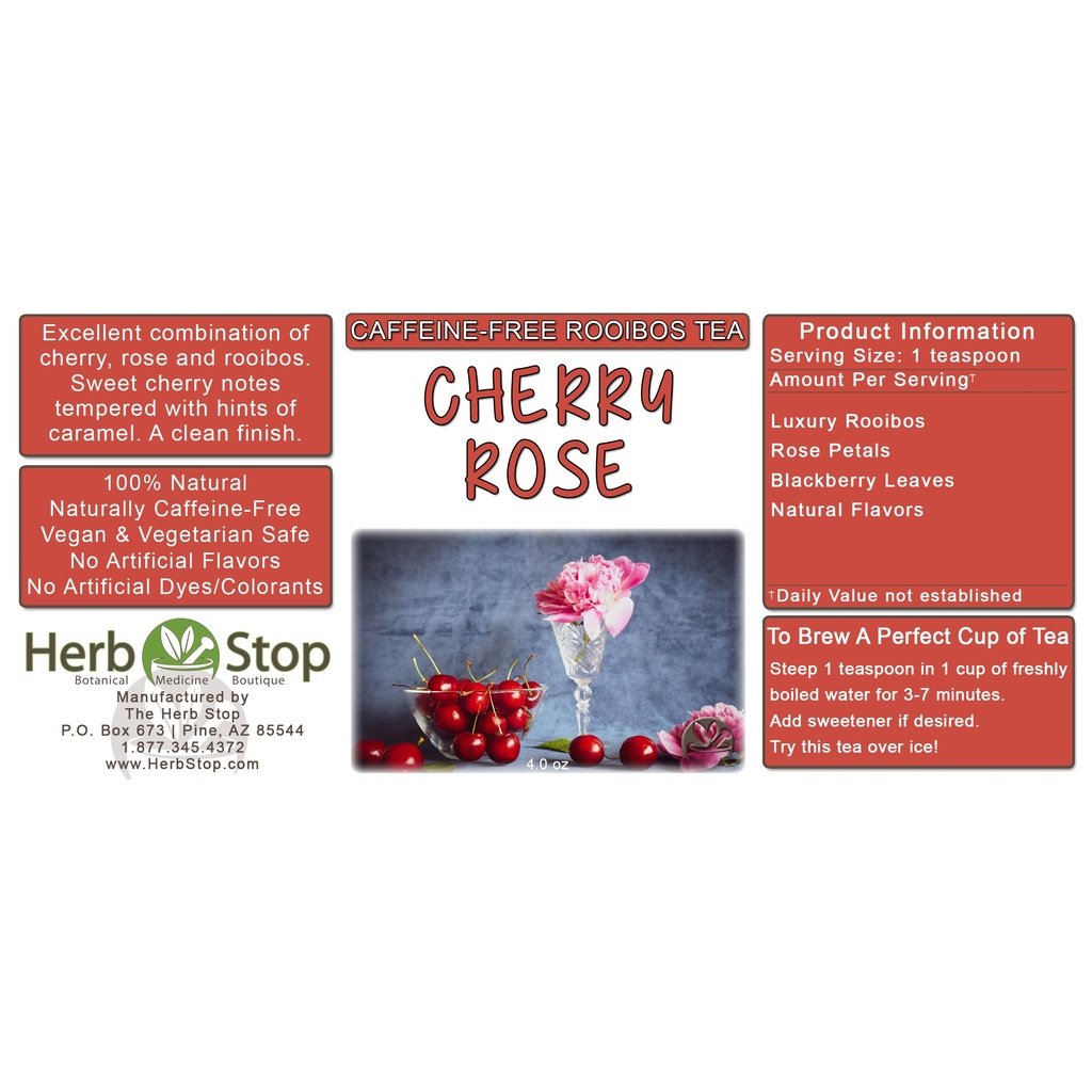 Cherry Rose Loose Leaf Rooibos Tea Label