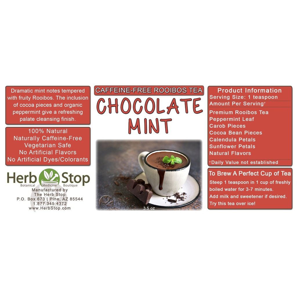 Chocolate Mint Loose Leaf Rooibos Tea Label