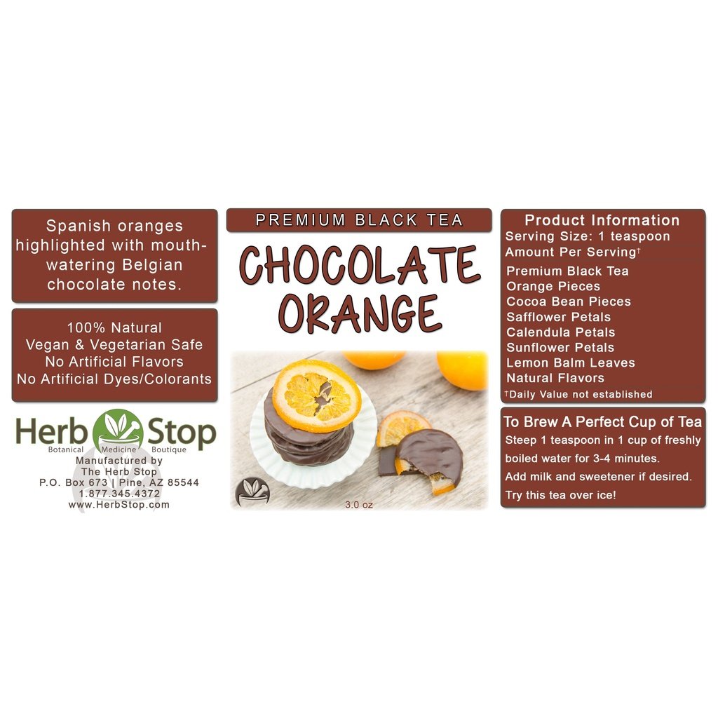 Chocolate Orange Loose Leaf Black Tea Label