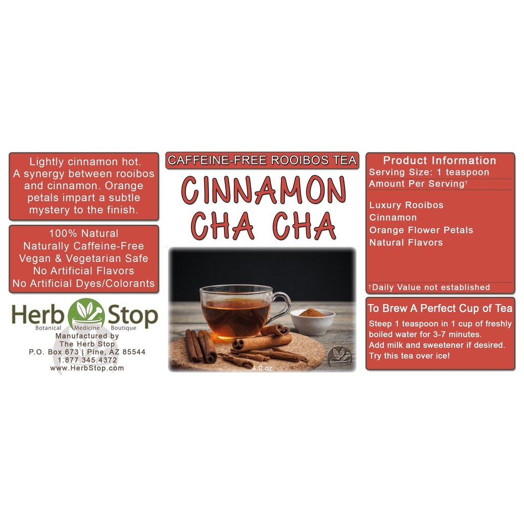 Cinnamon Cha Cha Loose Leaf Rooibos Tea Label