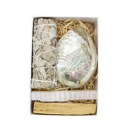 Smudging Kit - Mini with Abalone Shell, Selenite, Sage & Palo Santo