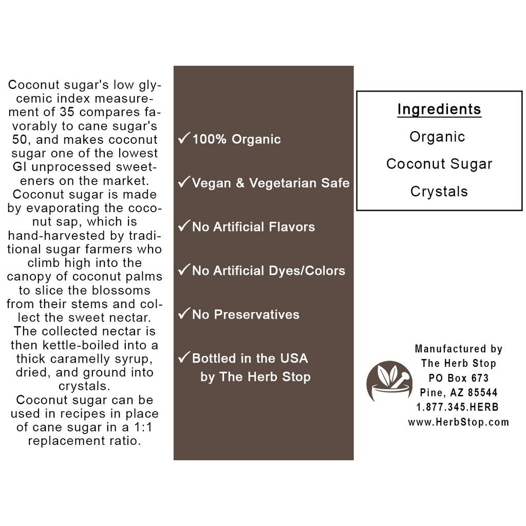 Organic Coconut Sugar Crystals Label - Back