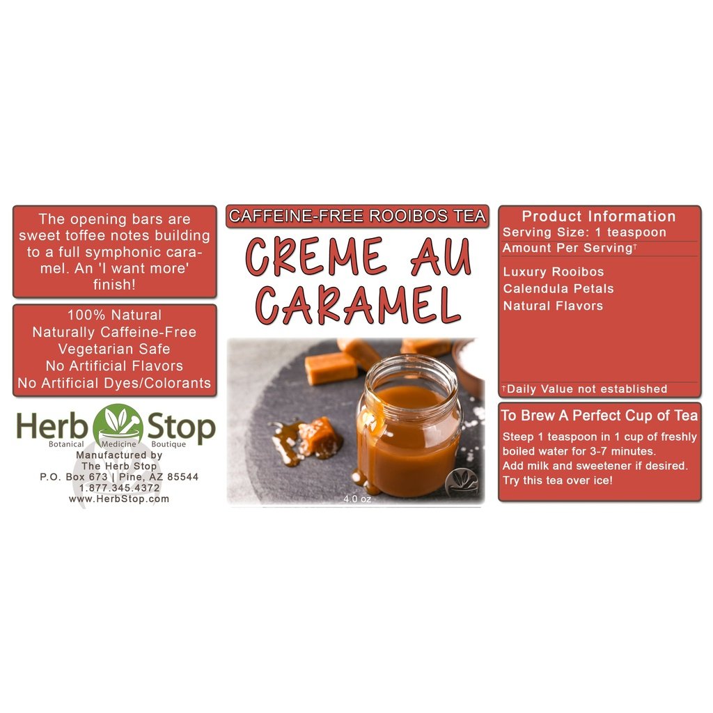 Creme au Caramel Loose Leaf Rooibos Tea Label