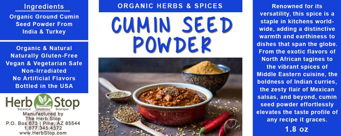 Organic Cumin Seed Powder Label