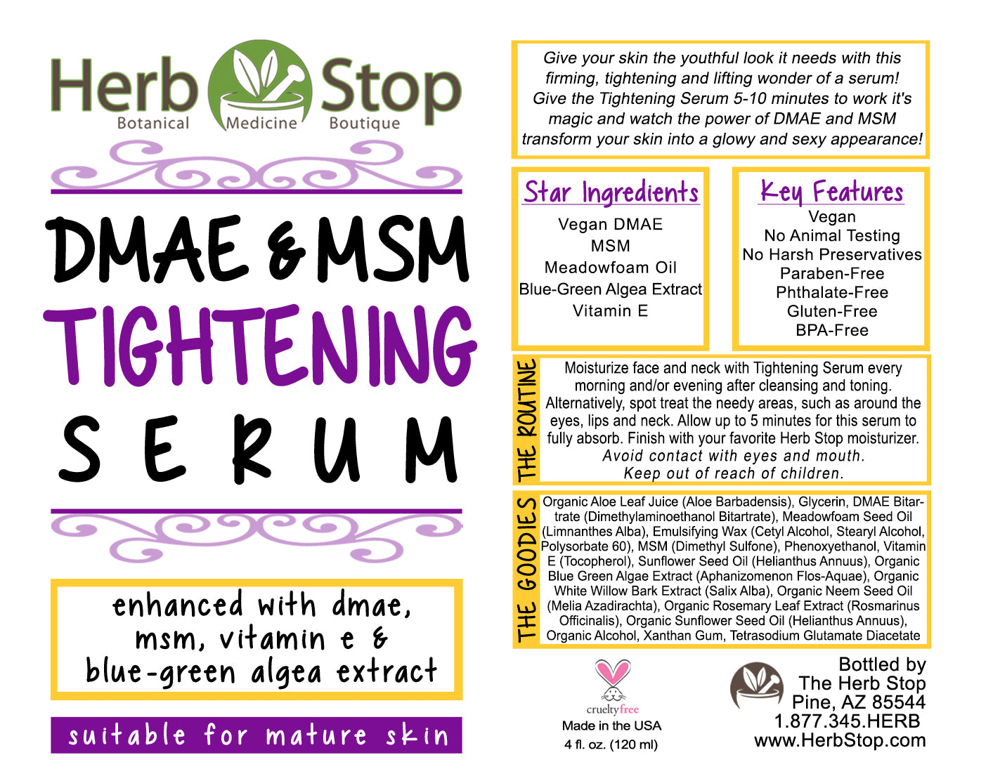 DMAE & MSM Tightening Serum Label