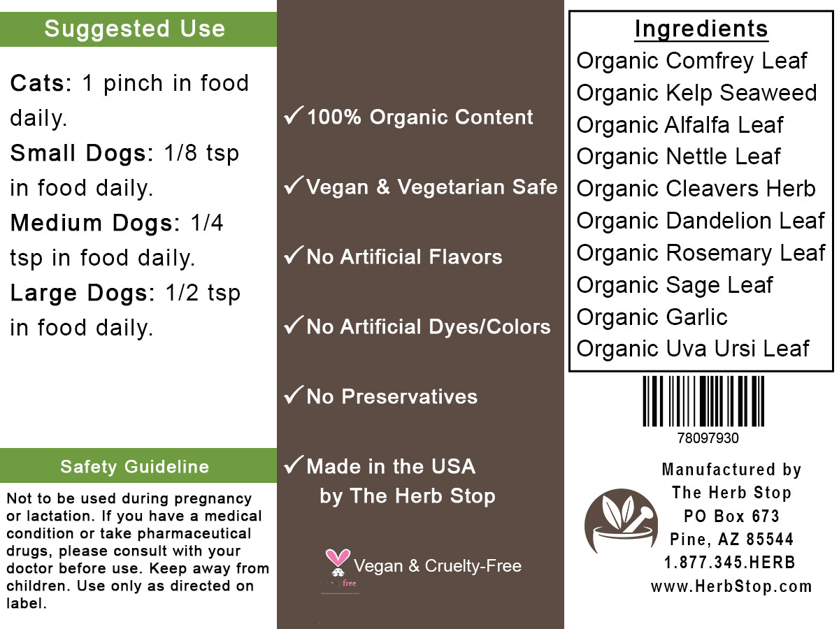 Dog & Cat Formula Label - Back