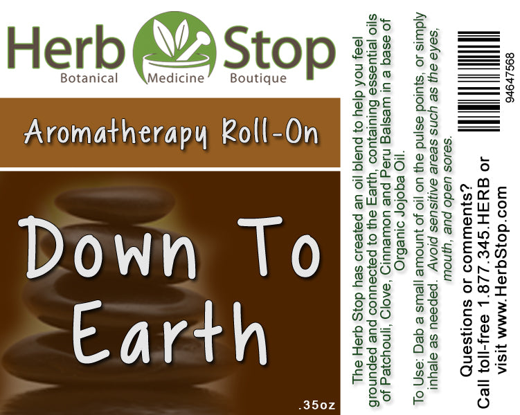 Down To Earth Aromatherapy Roll-On Label