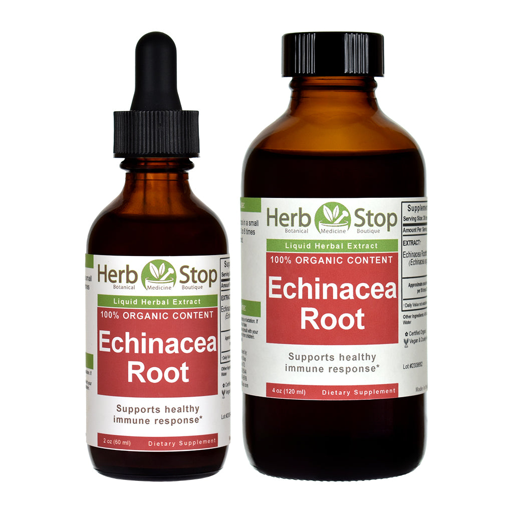 Organic Echinacea Root Liquid Extract Bottles