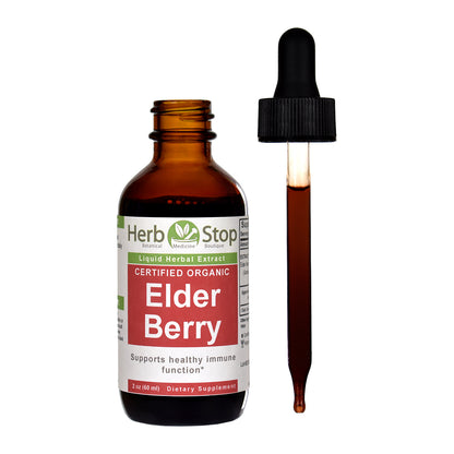 Organic Elder Berry Liquid Extract 2 oz Bottle - Open