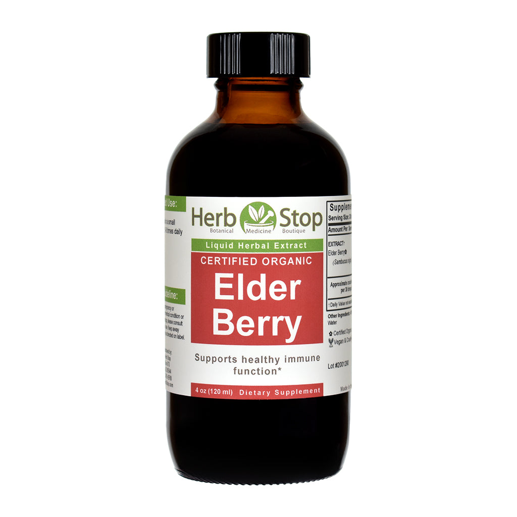 Organic Elder Berry Liquid Extract 4 oz Bottle