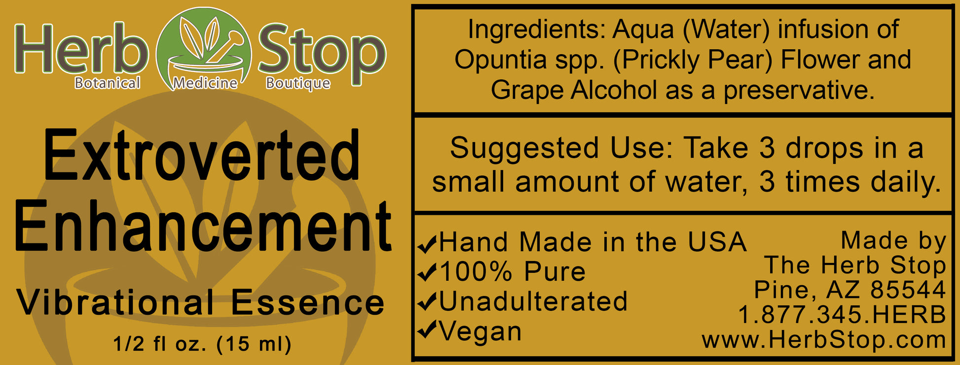 Extroverted Enhancement Vibrational Essence Label