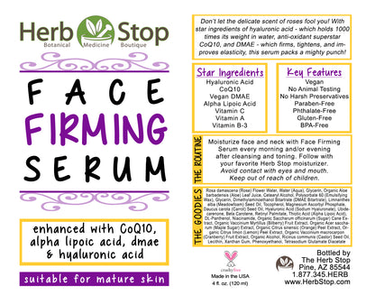 Face Firming Serum Label