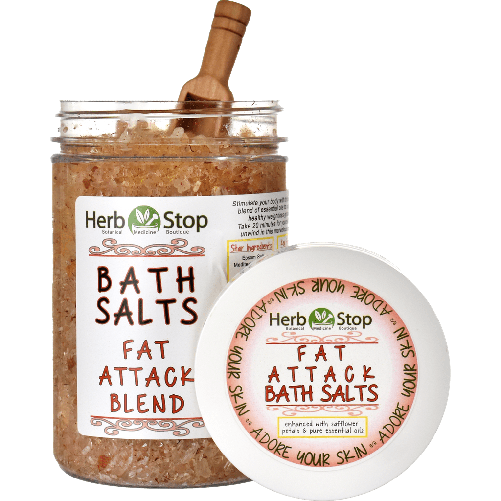 Fat Attack Bath Salts - Open with wooden scoop