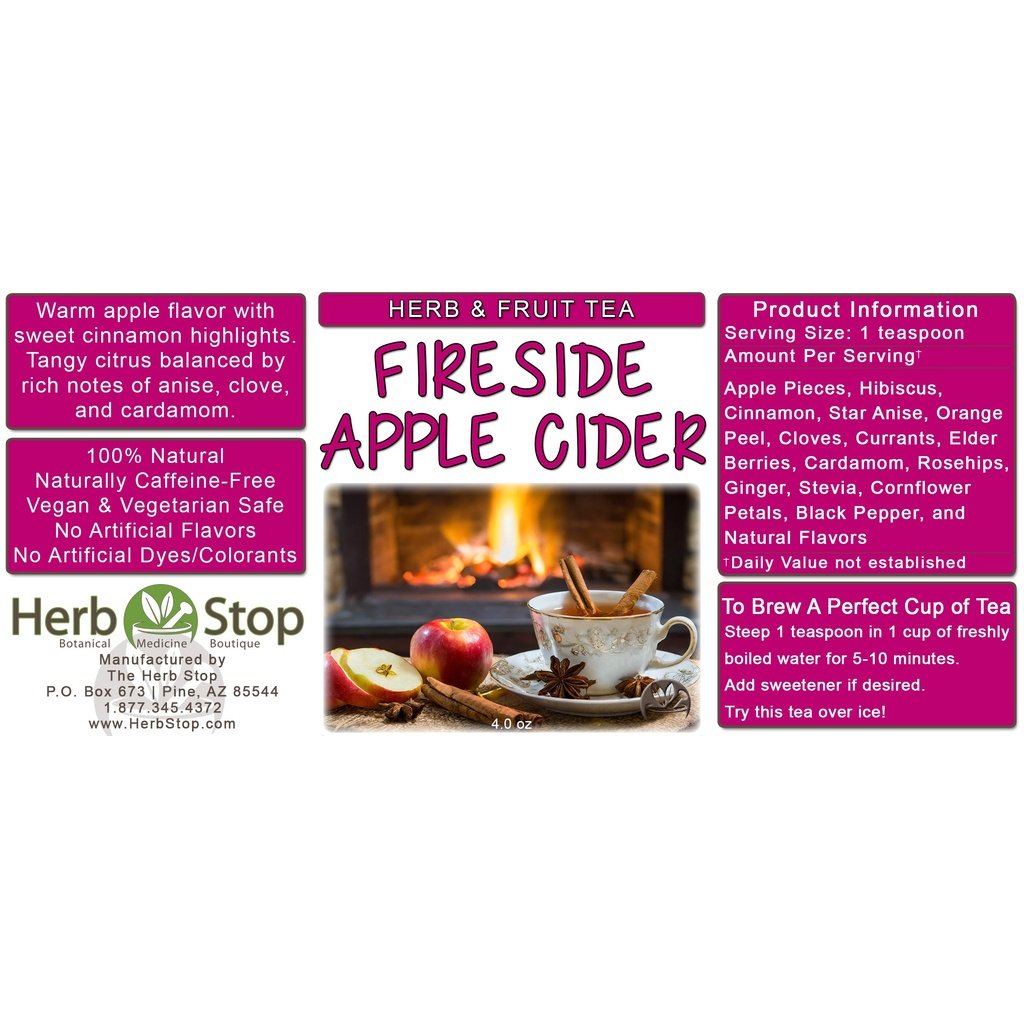 Fireside Apple Cider Herb & Fruit Tea Label