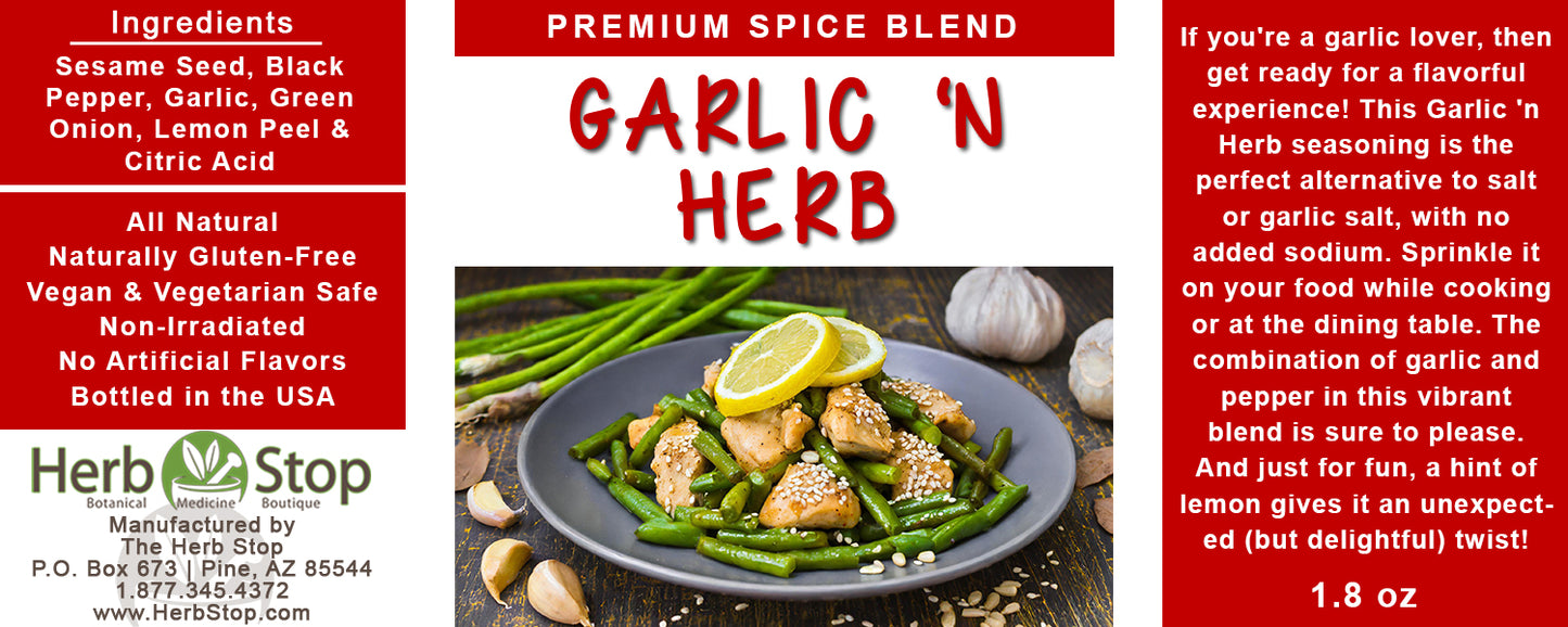 Garlic 'n Herb Seasoning Label