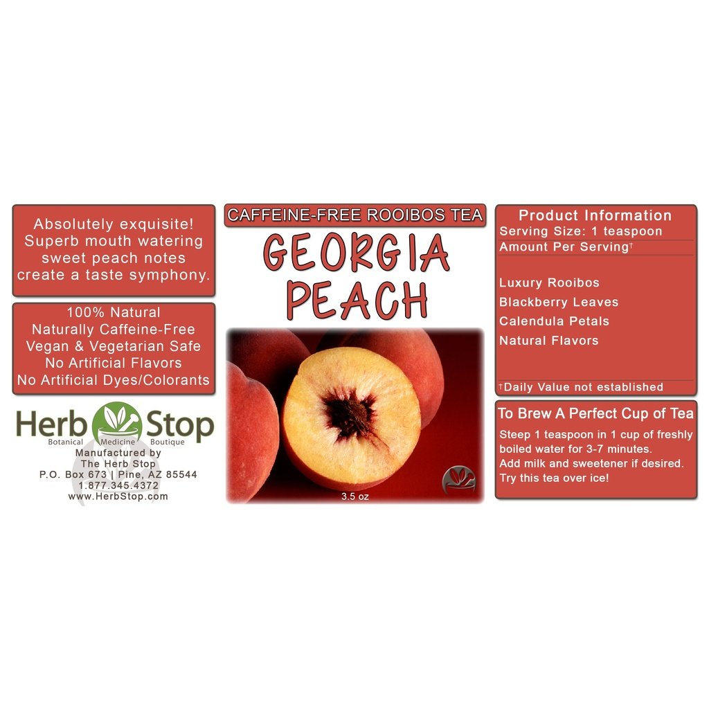 Georgia Peach Loose Leaf Rooibos Tea Label