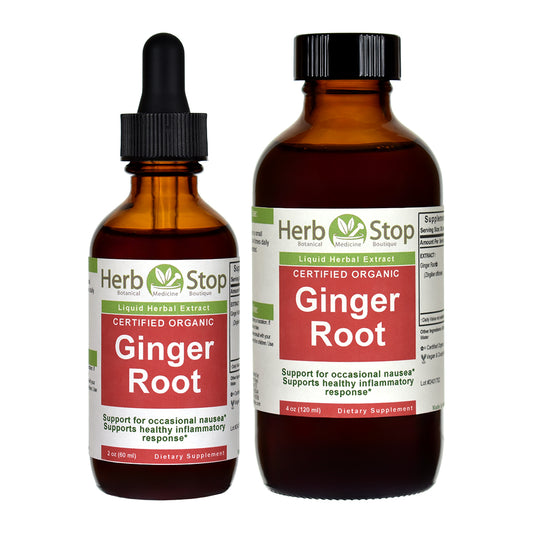 Organic Ginger Root Liquid Extract Bottles