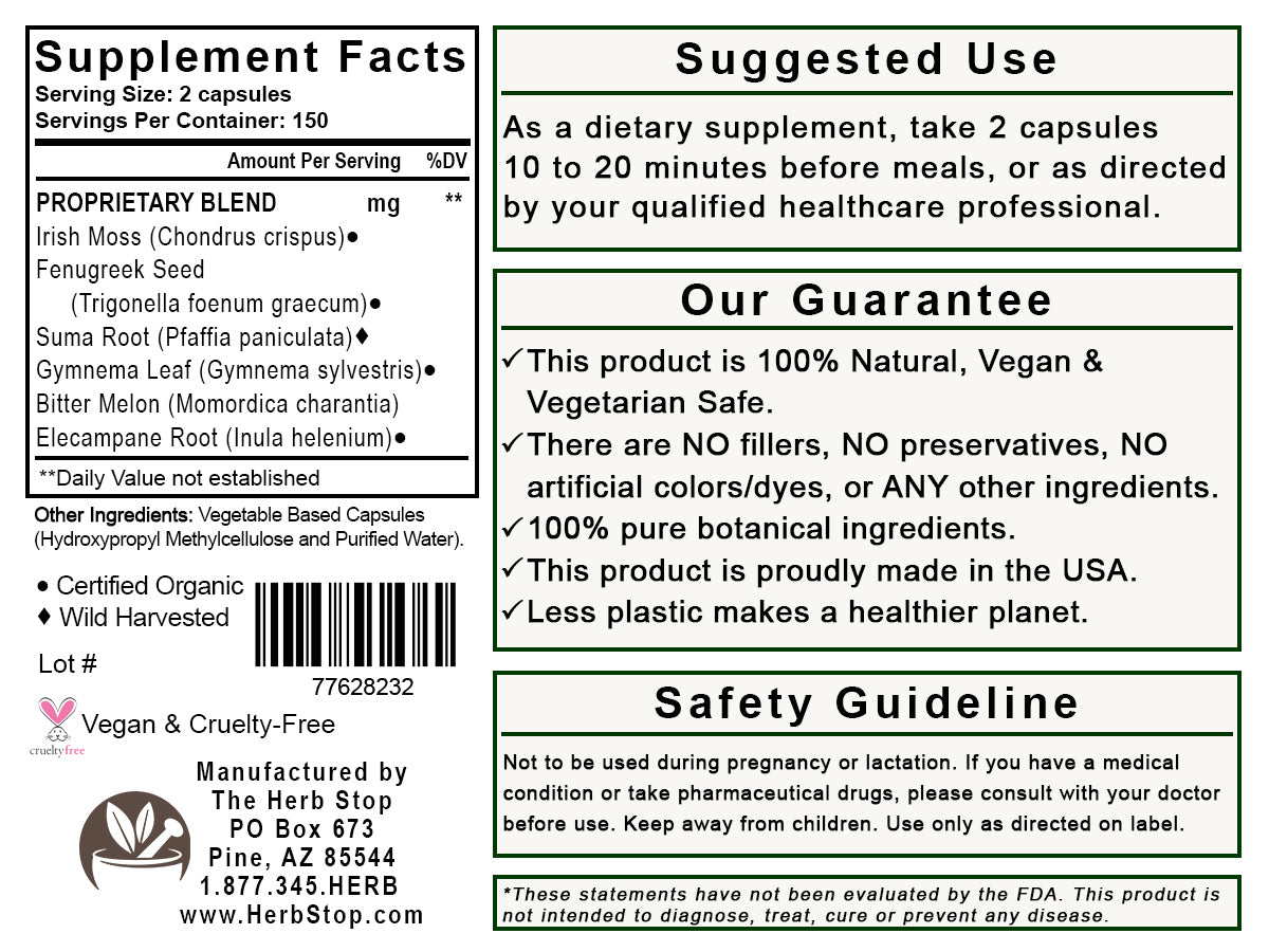 Gluco Balance Capsules Label - Back