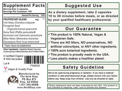 Gluco Balance Capsules Label - Back