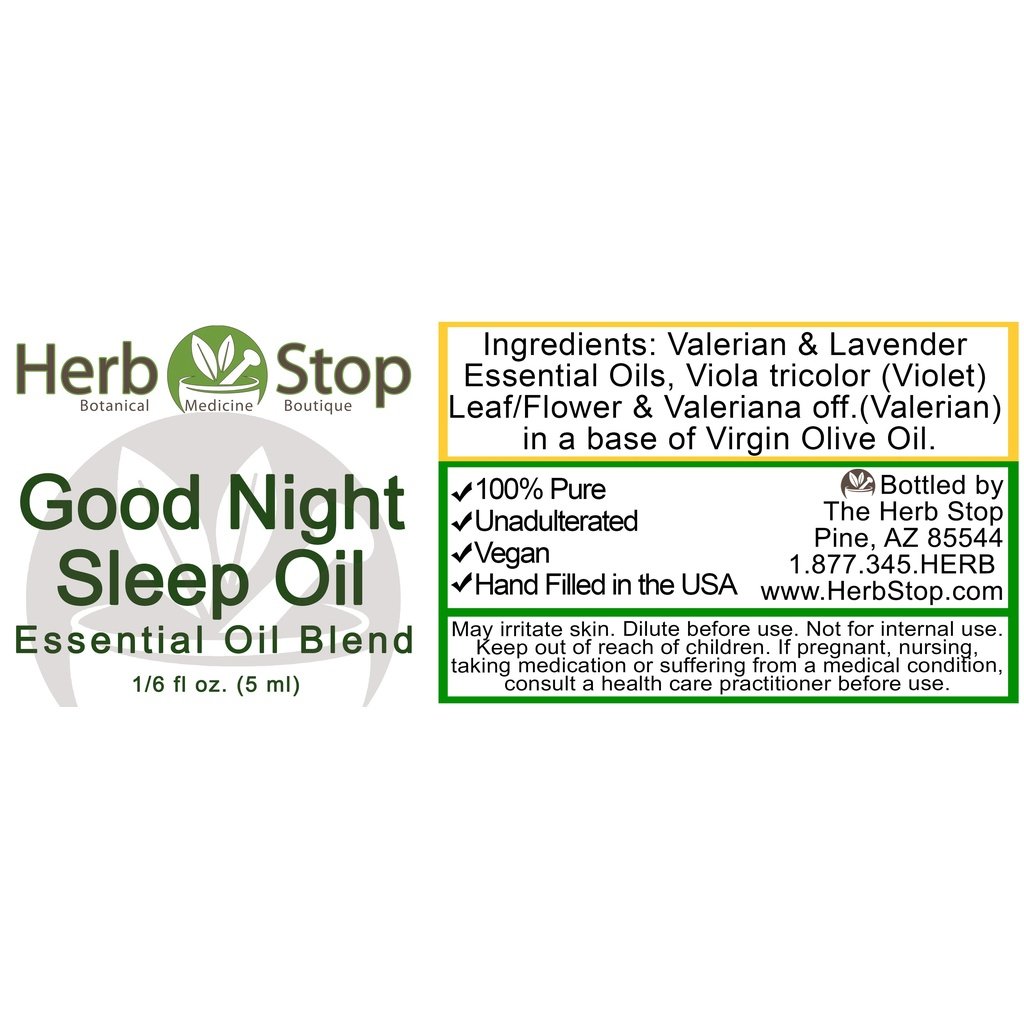 Good Night Sleep Oil Blend - Label