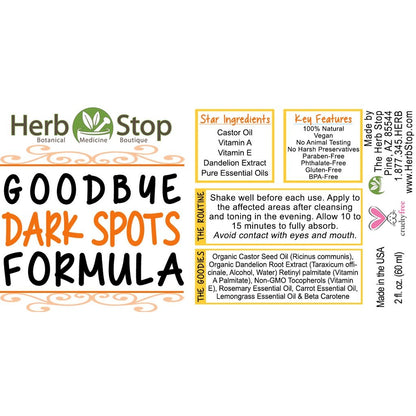 Goodbye Dark Spots Formula Label