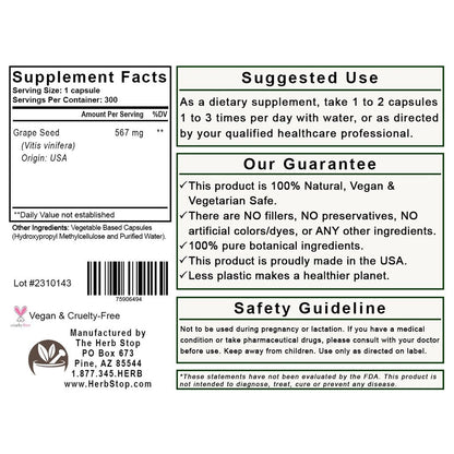 Grape Seed Capsules Label - Back