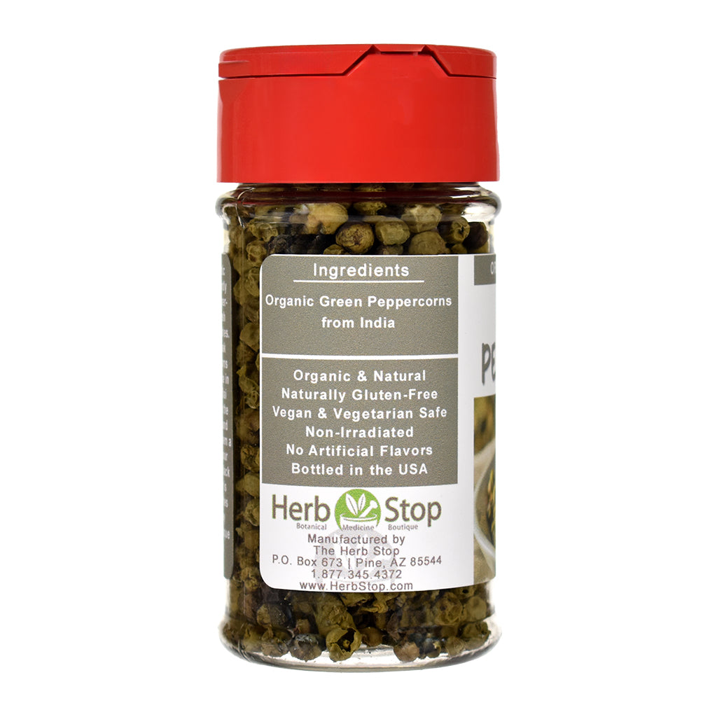 Organic Green Peppercorns Jar - Left