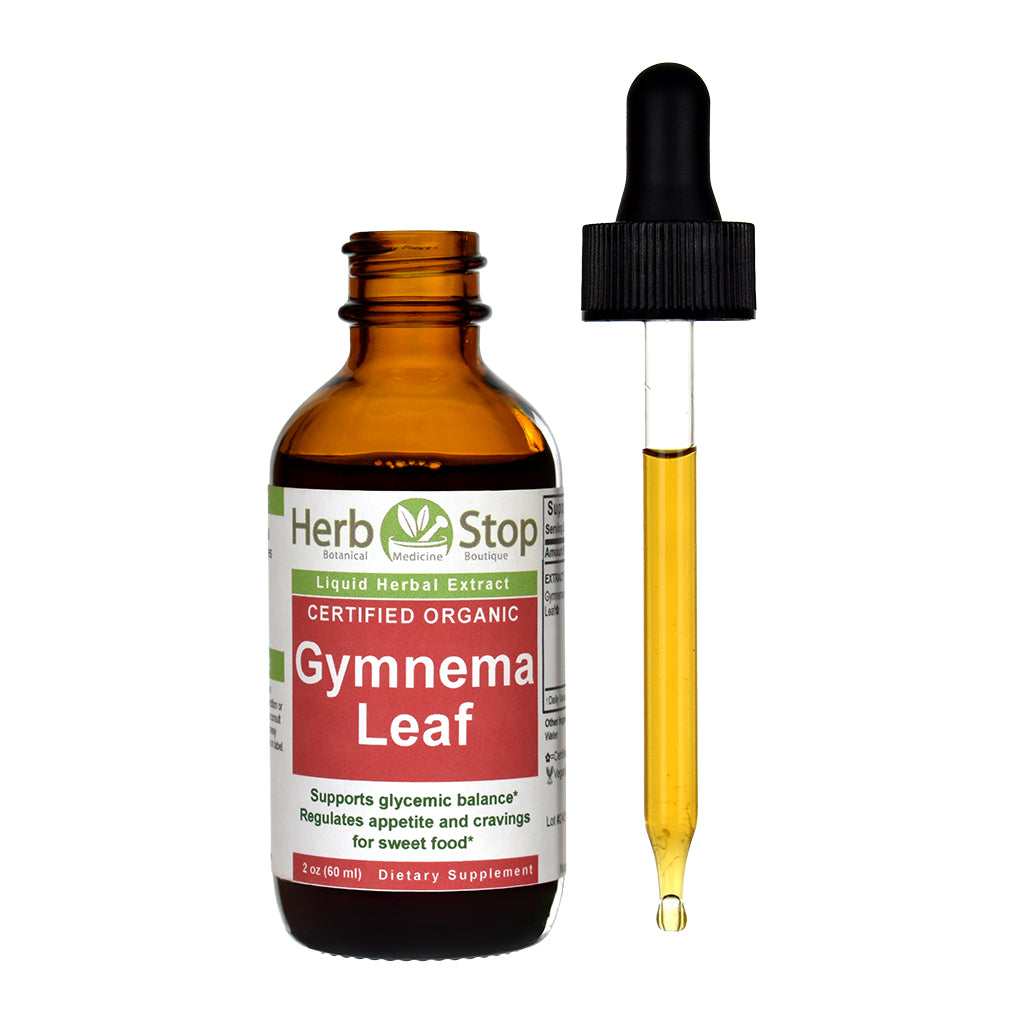 Organic Gymnema Leaf Liquid Extract 2oz Bottle - Open