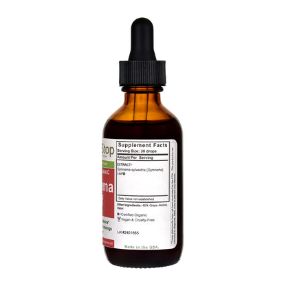 Organic Gymnema Leaf Liquid Extract 2oz Bottle - Right