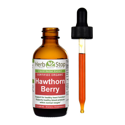 Organic Hawthorn Berry Liquid Extract 2 oz Bottle - Open