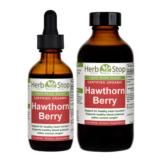 Organic Hawthorn Berry Liquid Extract Bottles