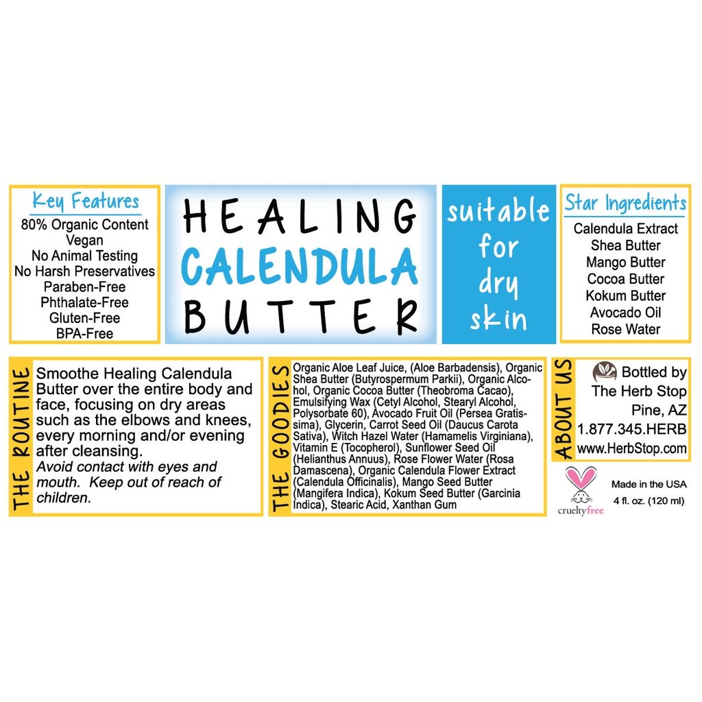 Healing Calendula Butter Label