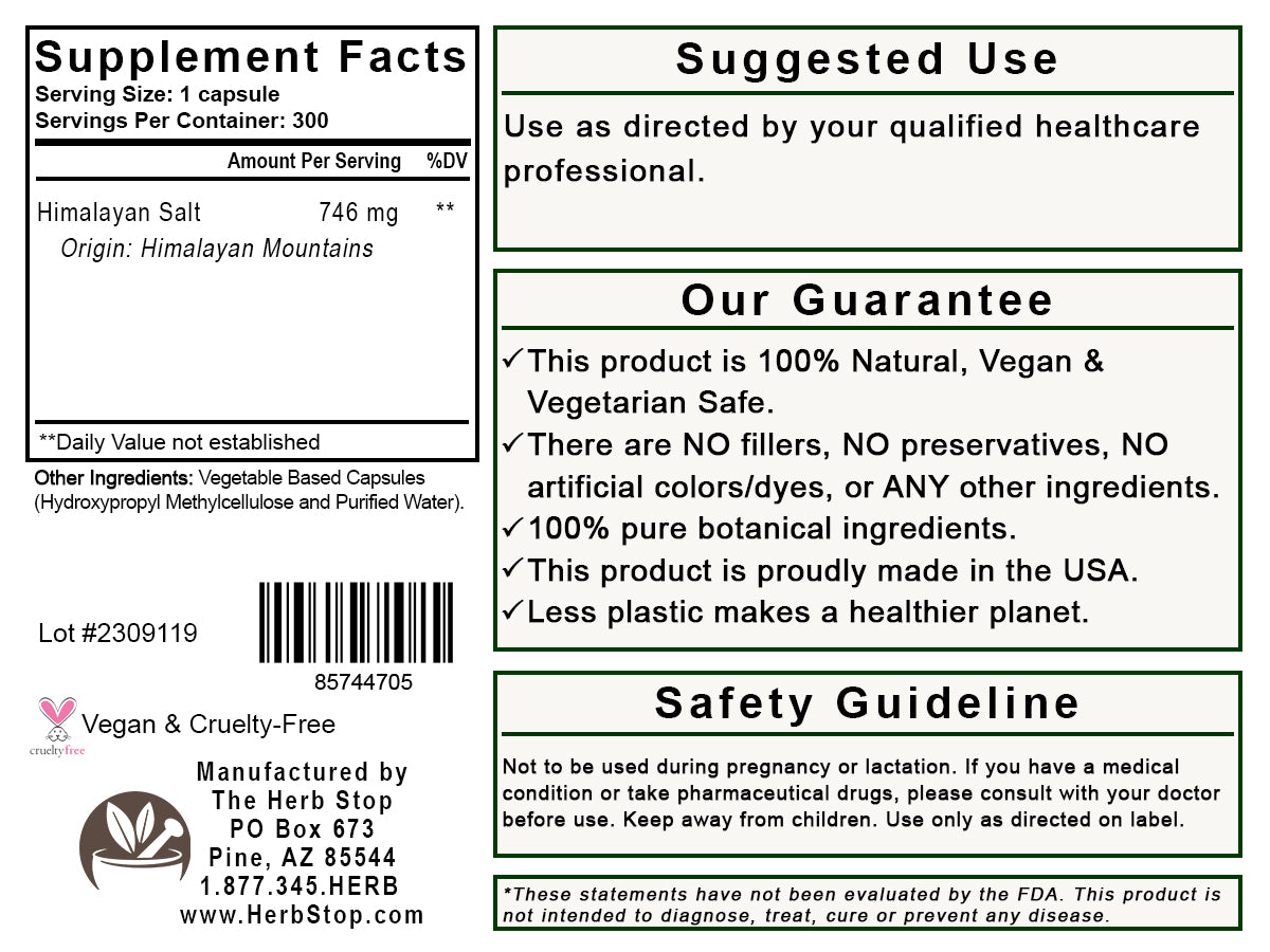 Himalayan Salt Capsules Label - Back