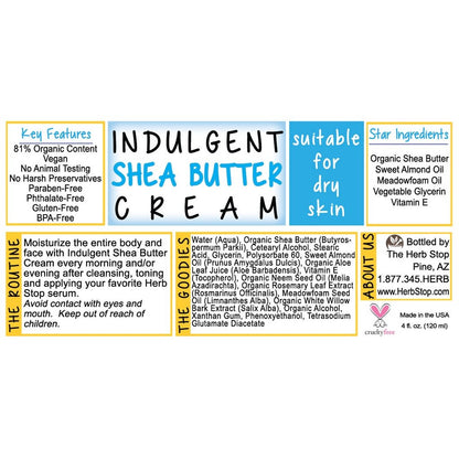 Indulgent Shea Butter Cream Label