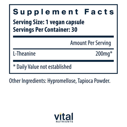 Vital Nutrients L-Theanine - Supplement Facts