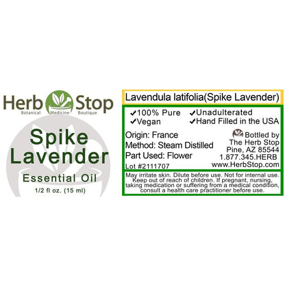 Spike Lavender Essential Oil Label